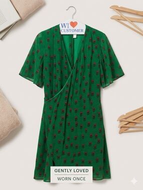 Masaba Gupta Green Mini Dress with Red Floral Motif